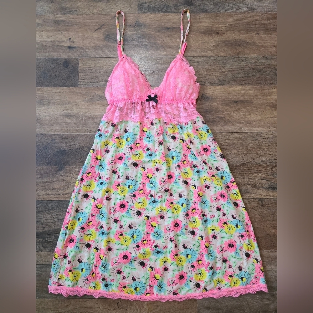 Victoria's Secret Women's Pink Lace Floral Spring Lingerie Slip Dress Size XS